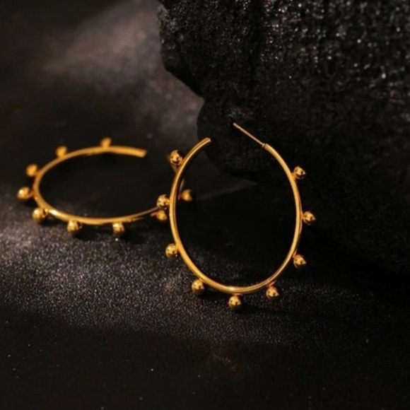 Free People Jewelry - FP Gold Earrings/studs Hoop 14k gold filled designer